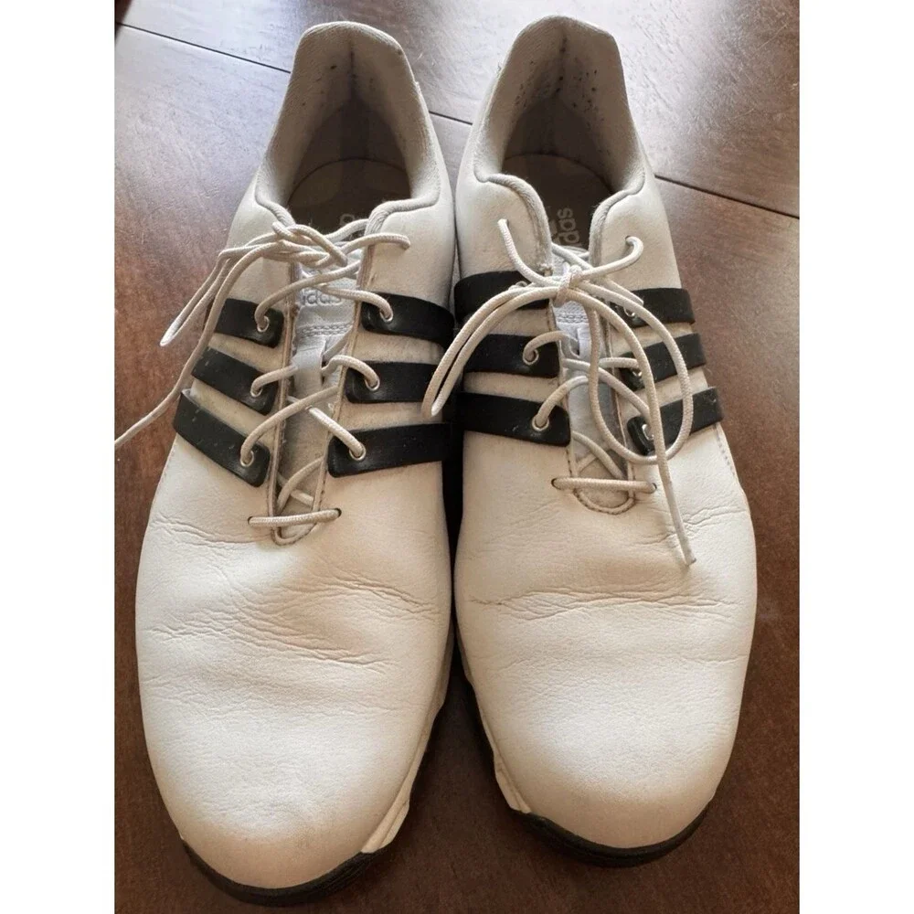 Adidas Mens Pure TRX F33237 White 3 Stripe Golf Cleats Shoes Sneaker Size 10